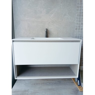 Mueble Geo de 1000 cm blanco mate con lavabo Lecco