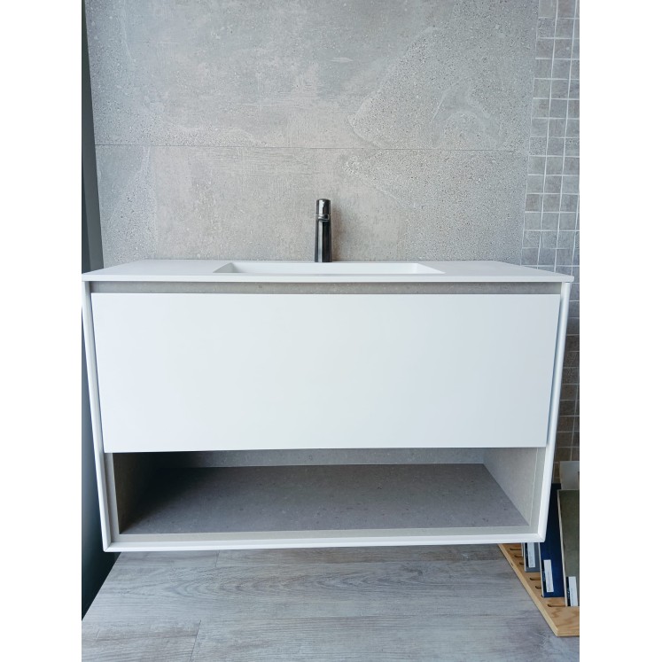 Mueble Geo de 1000 cm blanco mate con lavabo Lecco