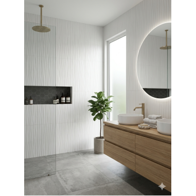 Azulejo Aspen Waves 30x60 Blanco brillo