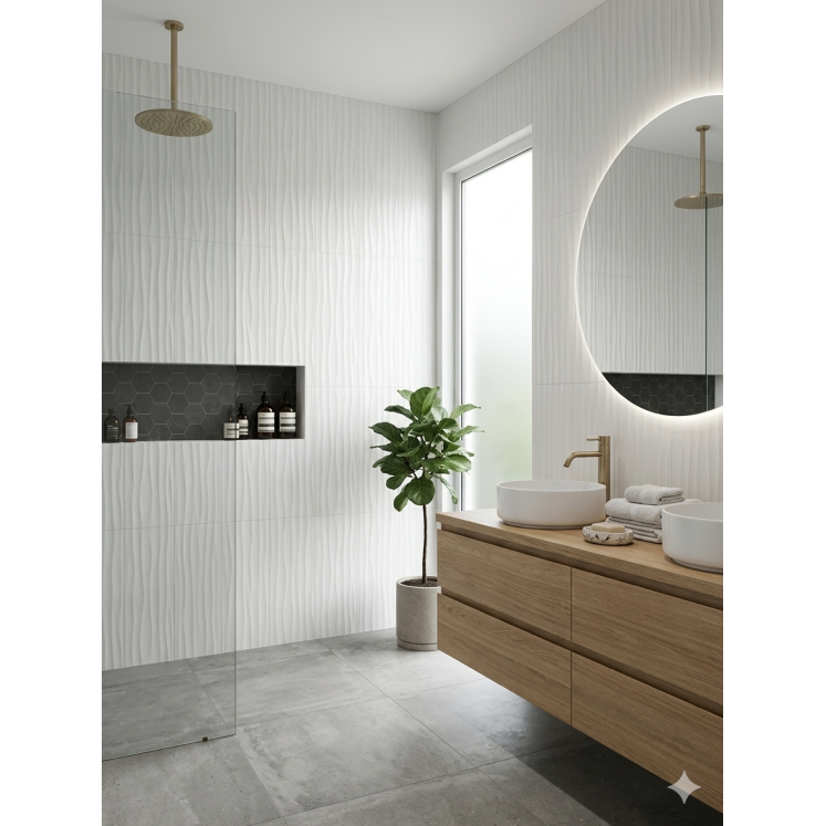 Azulejo Aspen Waves 30x60 Blanco brillo